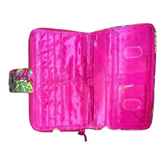 Vera Bradley Pink Swirls Turn Lock Wallet Floral Breast Cancer Pattern EUC - Picture 4 of 5